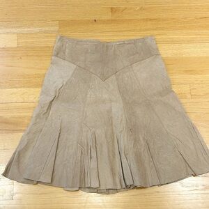 Vintage Y2K Fashion Bug Leather A-Line Skirt Tan Size 6
